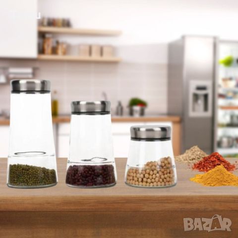 Комплект от три броя стъклени солнички за подправки, снимка 3 - Аксесоари за кухня - 45717852
