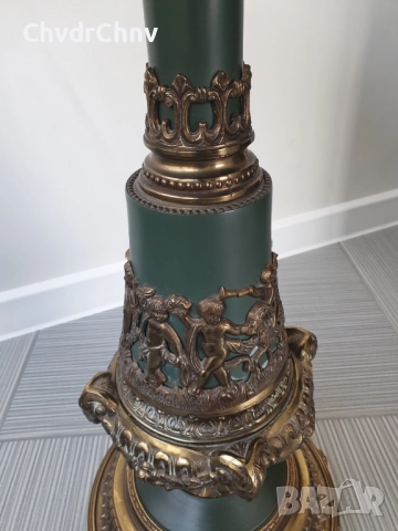 67см френска конзолна маса/дърво-бронз-месинг-кожа/масичка-пиедестал-поставка, снимка 7 - Антикварни и старинни предмети - 52956609