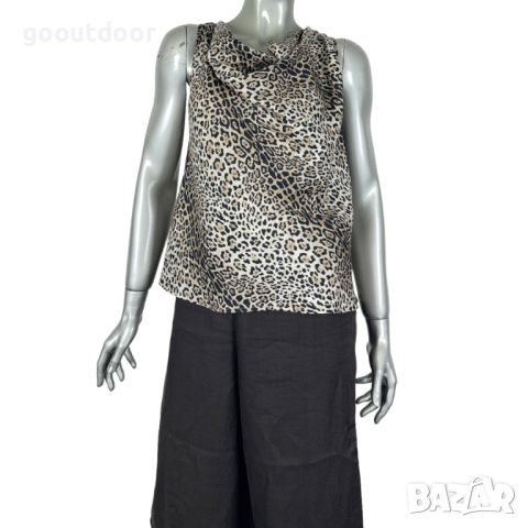 Дамски топ без ръкави Marina Rinaldi Draped Neck Leopard Print Silk Top, снимка 3 - Корсети, бюстиета, топове - 46292536