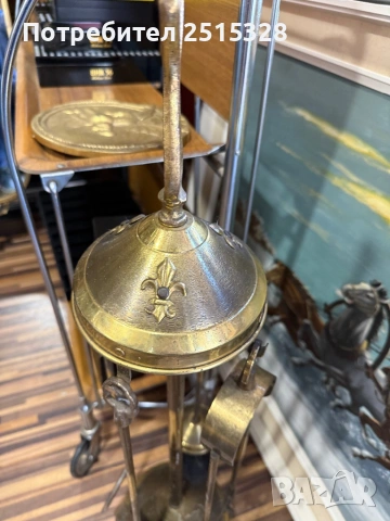стар месингов комплект за камина, снимка 3 - Антикварни и старинни предмети - 53681859