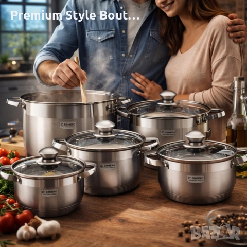 Комплект тенджери от неръждаема стомана , 10 части, Индукция, снимка 6 - Други - 53742446