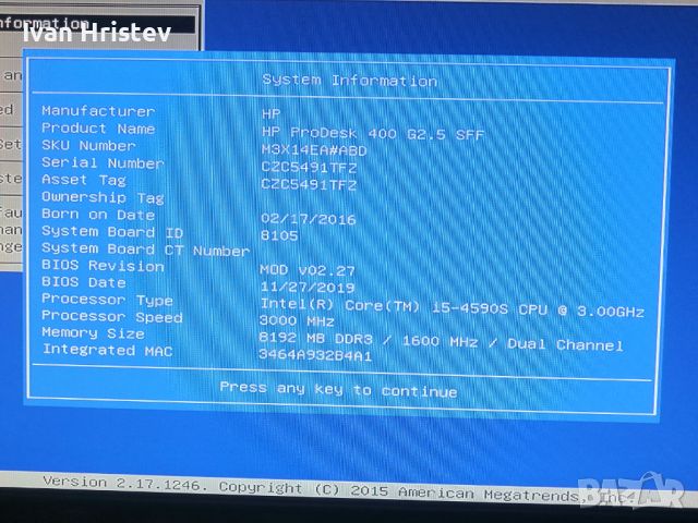 hp prodesk 400 g2.5 sff