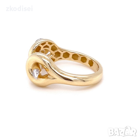 Златен дамски пръстен 3,81гр. размер:58 14кр. проба:585 модел:23085-1, снимка 2 - Пръстени - 44970464