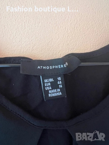 Черен памучен потник 46 размер на марката Atmosphere с тюлени воали отпред 🖤, снимка 3 - Потници - 51920912