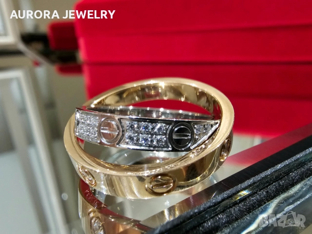 CARTIER Love Rose and White Gold Diamond Paved Пръстен