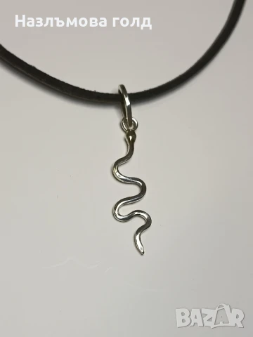 Сребърен медальон змия ръчна изработка 