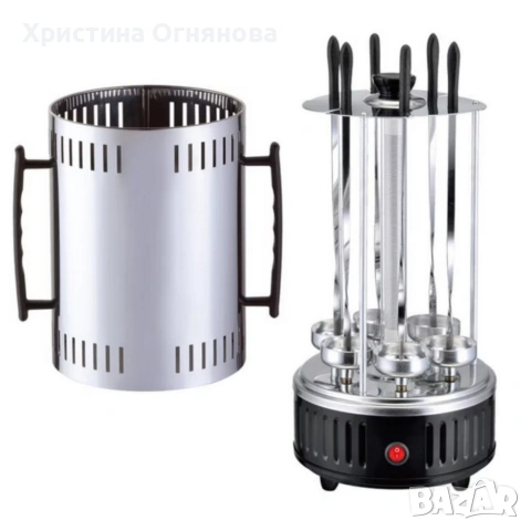 Електрическа скара за барбекю с 6 вертикални шиша – 1000W, автоматично въртене, без дим, снимка 3 - Друга електроника - 54033106