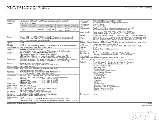 ThinkPad 10 2gb Atom Z3795 Quad-Core , Windows 10, 1920x1200 IPS 4G LTE (4бр)