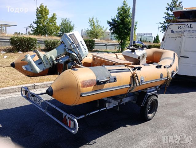 Продавам Лодка RIB-bat дълга 4,50м к-т с мотор SUZUKI 25HP , резервоар и акумулатор, внос от Италия, снимка 3 - Воден транспорт - 46303596