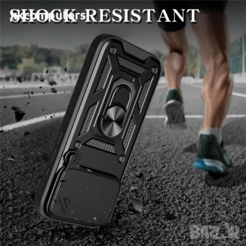 Силиконов твърд кейс bSmart Defender Slide, За iPhone 17 Pro (6.3), Черен, снимка 4 - Калъфи, кейсове - 51825811