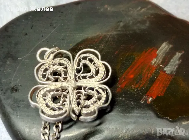 СТАРИННА ФИЛИГРАННА СРЕБЪРНА ВИСУЛКА със СТАРА МАРКОВА СРЕБЪРНА ВЕРИЖКА СРЕБРО 830 на MINERVA 26421, снимка 2 - Антикварни и старинни предмети - 49915640