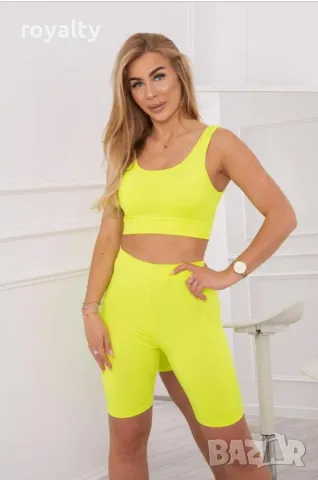 Дамски спортен екип жълт неон, снимка 3 - Комплекти - 49902713