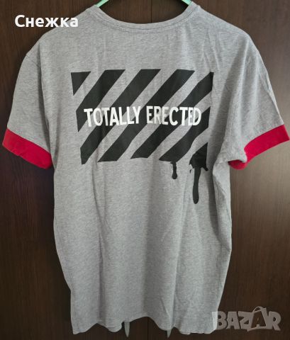 Мъжка тениска сива Totally Erected, снимка 2 - Тениски - 45605750