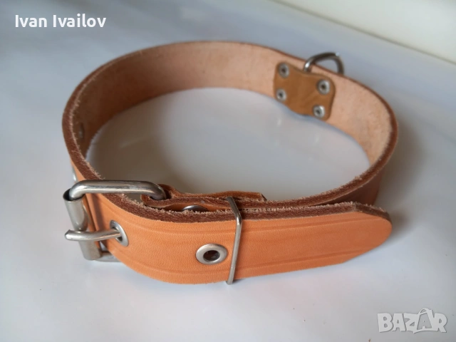 Натурален кожен нашийник (Керемида) – 3.5 см широк / 65 см дължина