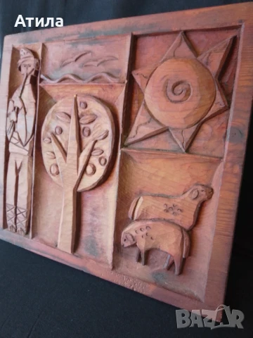 дърворезба пано 31/28/3.5 см, снимка 3 - Декорация за дома - 51324182