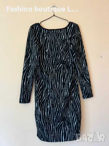 Esprit Рокля с еластична материя в черен и бял цвят десена е зебров принт М размер 🖤🤍🖤🤍🖤🤍🖤, снимка 6 - Рокли - 53787213