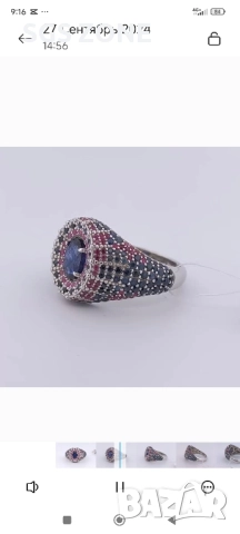 Стилен пръстен със САПФИРИ от сребро 925 проба, произведен в Тайланд, снимка 9 - Пръстени - 52401422