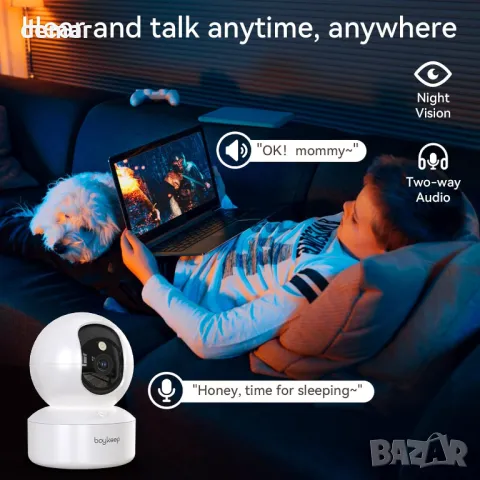 BoyKeep 2K камера за домашни любимци 5G/2.4GHz WiFi, нощно виждане, 24/7 SD карта за съхранение, снимка 5 - HD камери - 47029749