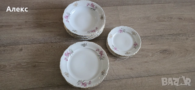 Бохемия Чехословакия– сервиз за хранене, костен порцелан, 17части, снимка 4 - Сервизи - 53659743