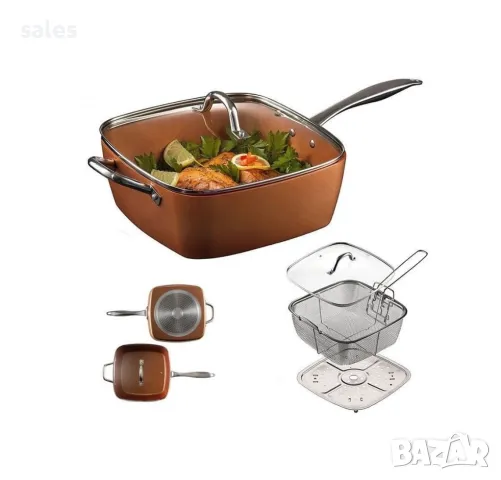 Дълбок тиган с незалепващо покритие 6в1, снимка 5 - Съдове за готвене - 49889159