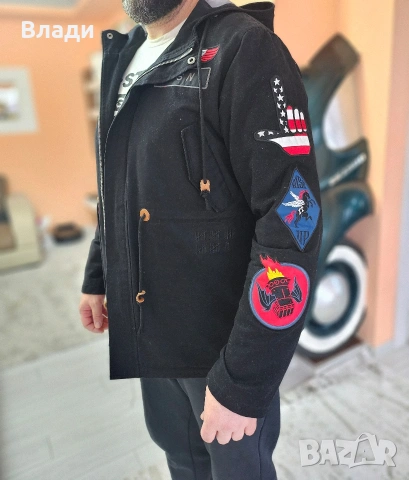 Мъжко яке REASON BRAND Affiliated Fishtail Parka в черно размер XL, снимка 4 - Якета - 53497148