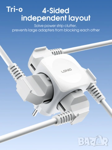 LDNIO Мини куб разклонител, адаптер 4 мулти-изхода, захранване 16A, снимка 3 - Друга електроника - 53138028