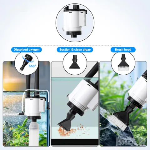 AQQA 8-в-1 електрически почистващ уред за аквариум, 30 W, снимка 3 - Оборудване за аквариуми - 47029982