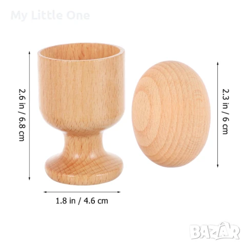 Дървено Монтесори яйце с чашка, снимка 2 - Образователни игри - 51006392
