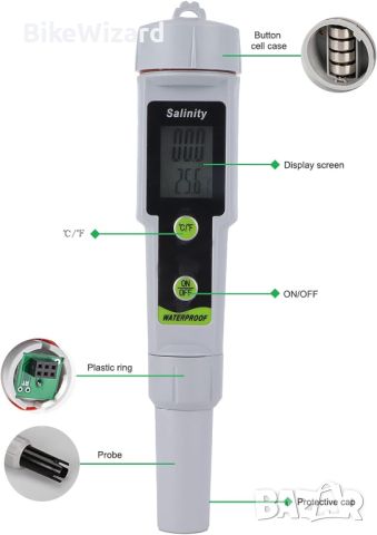 Salinity Дигитален тестер за соленост на солена морска вода, измервател на солеността НОВО, снимка 4 - Други инструменти - 45317235