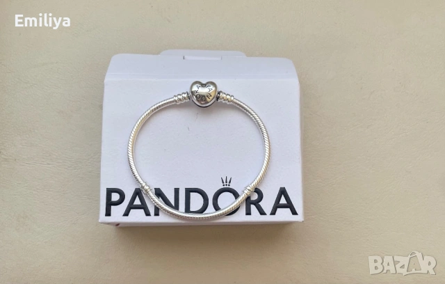 PANDORA сребърна гривна със сърце, снимка 2 - Гривни - 53776787