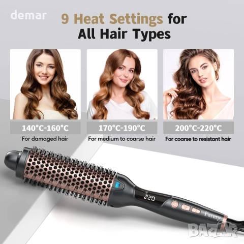 Термочетка Farery с изключително дълъг цилиндър, 38 мм, за средна и дълга коса, снимка 6 - Маши за коса - 52735716