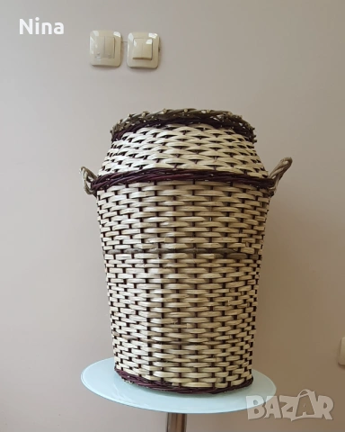 Плетен кош с капак за пране, снимка 4 - Други стоки за дома - 53495295
