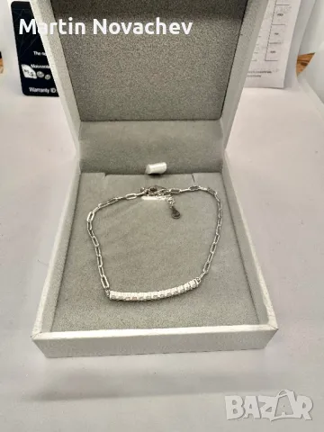 Сребърна гривна с мойсанит (Диамант), снимка 7 - Гривни - 49718173