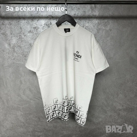 Fendi Мъжка Бяла Тениска👕Мъжка Блуза С Къс Ръкав В Бял Цвят Код MensPoint60