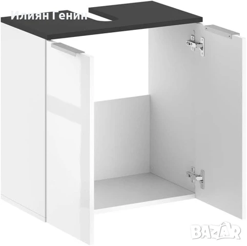 Шкаф за мивка Vicco Otis, бяло/антрацит с висок гланц, снимка 4 - Шкафове - 50556709