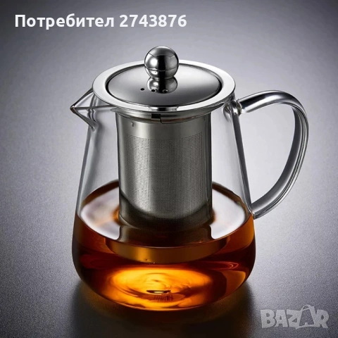 Стъклен огнеупорен Чайник - Кана с инфузер 550мл,Прозрачен, снимка 9 - Аксесоари за кухня - 49873424