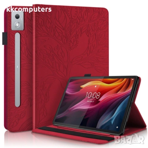 Кожен калъф Life Tree за Lenovo Tab P12 Pro 12.7 2025- "Щампа дърво", Стойка, Слот за писалка, Вкл. , снимка 3 - Калъфи, кейсове - 53030296