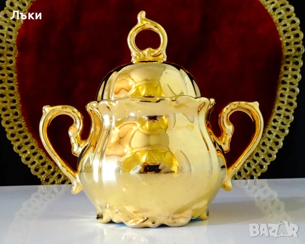 Захарница баварски порцелан,чисто злато,барок. 