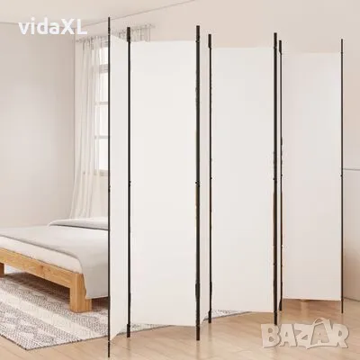 vidaXL Параван за стая, 6 панела, бял, 300x220 см, текстил(SKU:350206), снимка 4 - Паравани - 49154425