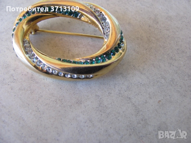 Красива Брошка с изумруди (смарагди ),цирконии,маркировка, снимка 3 - Други - 51668921