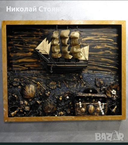 3D ефект кораб в рамка, снимка 2 - Декорация за дома - 54234003