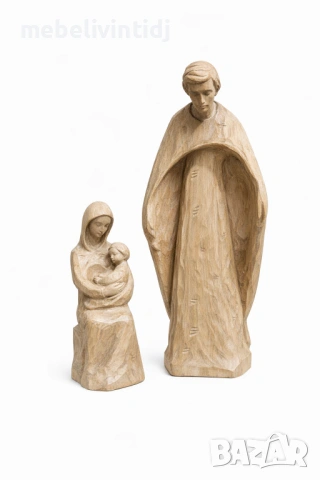 Ръчно резбована дървена фигура – Светото семейство, снимка 2 - Антикварни и старинни предмети - 53778731