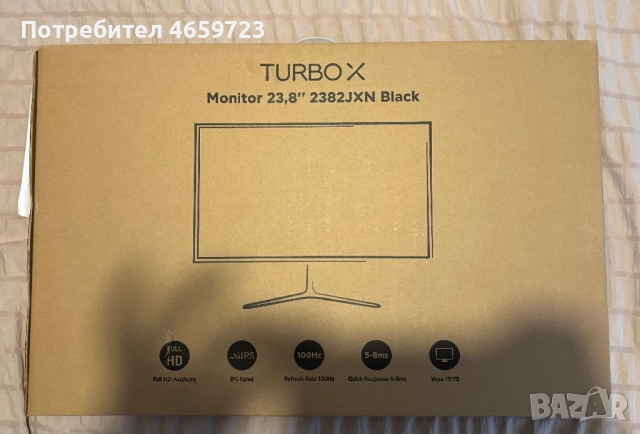 NEW, in box Turbo-X Monitor 23.8" 2382JXN Black, снимка 1