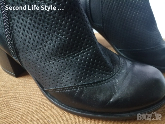 № 39 дамски боти естествена кожа на ток Mon Dieu - в черен цвят, снимка 3 - Дамски боти - 54096246