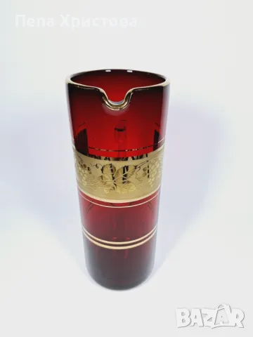 Сервиз за вода  от чешки рубинен кристал, снимка 7 - Чаши - 49694513