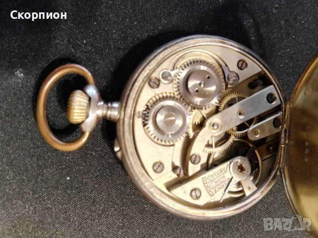 Швейцарски СРЕБЪРЕН джобен часовник с позлата - 10 РУБИНА - ПРОМОЦИЯ, снимка 8 - Джобни - 48834021