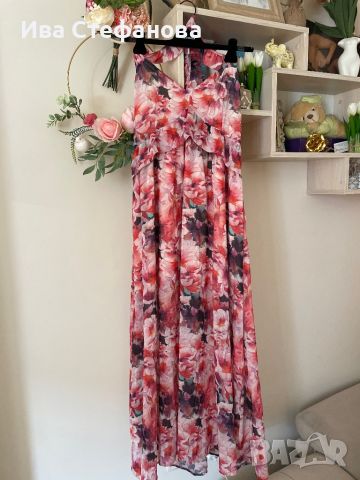 Разкошна нова дълга феерична романтична ежедневно елегантна рокля вълнообразни акценти къдри  цветя, снимка 1 - Рокли - 46461658