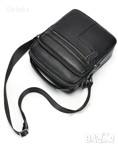 Мъжка луксозна и практична кожена чанта /Черна телешка естест. кожа!, снимка 15 - Чанти - 50022436