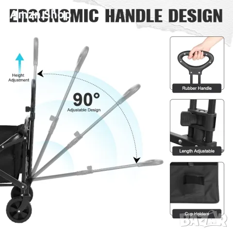 Сгъваема транспортна количка , помощна количка за багаж , плаж , къмпинг, пазаруване, снимка 4 - Други - 49731666