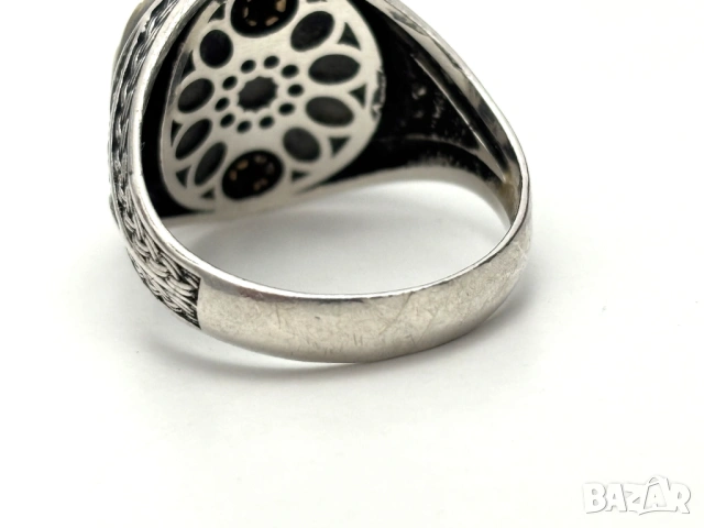 Мъжки Сребърен Пръстен "Версаче" (проба 925)- 12,26 грама, снимка 11 - Пръстени - 53903145